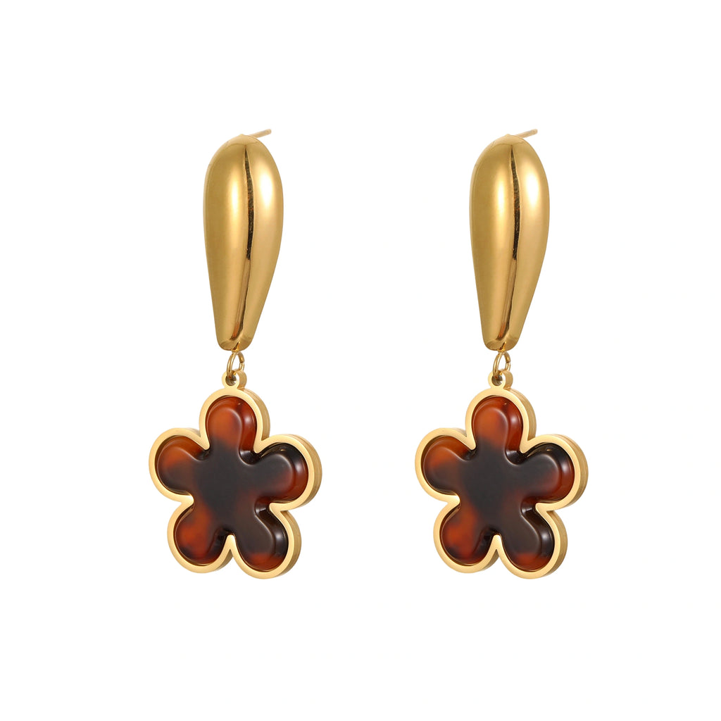 Brown Bloom Earrings set