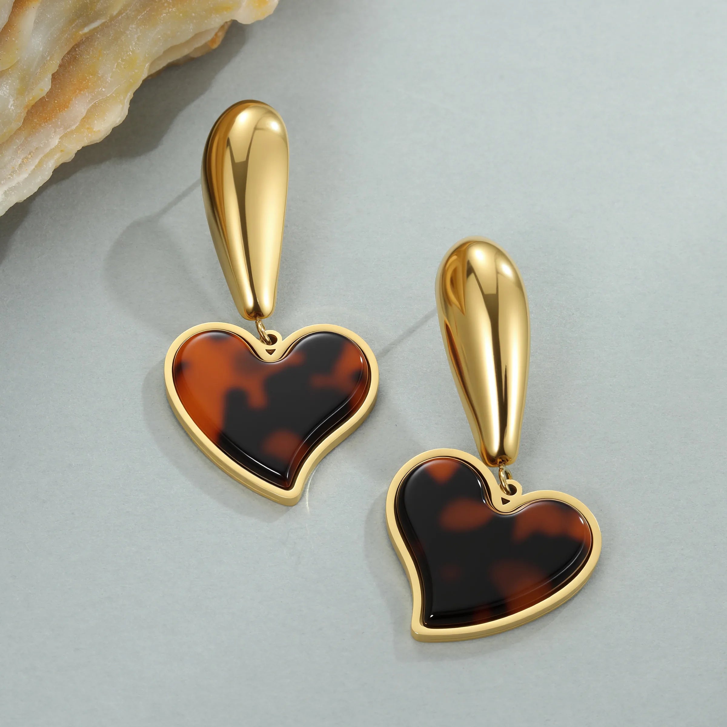 Brown Heart Earrings