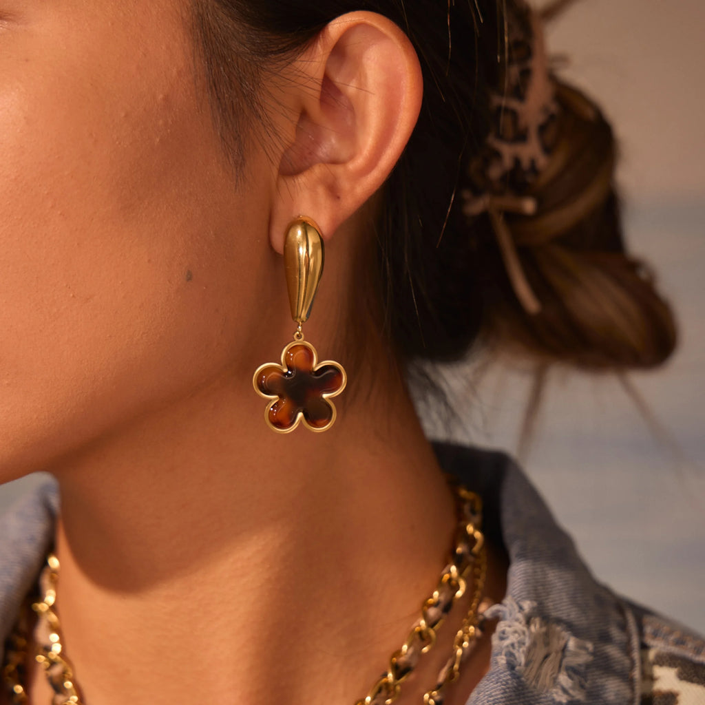 Brown Bloom Earrings set