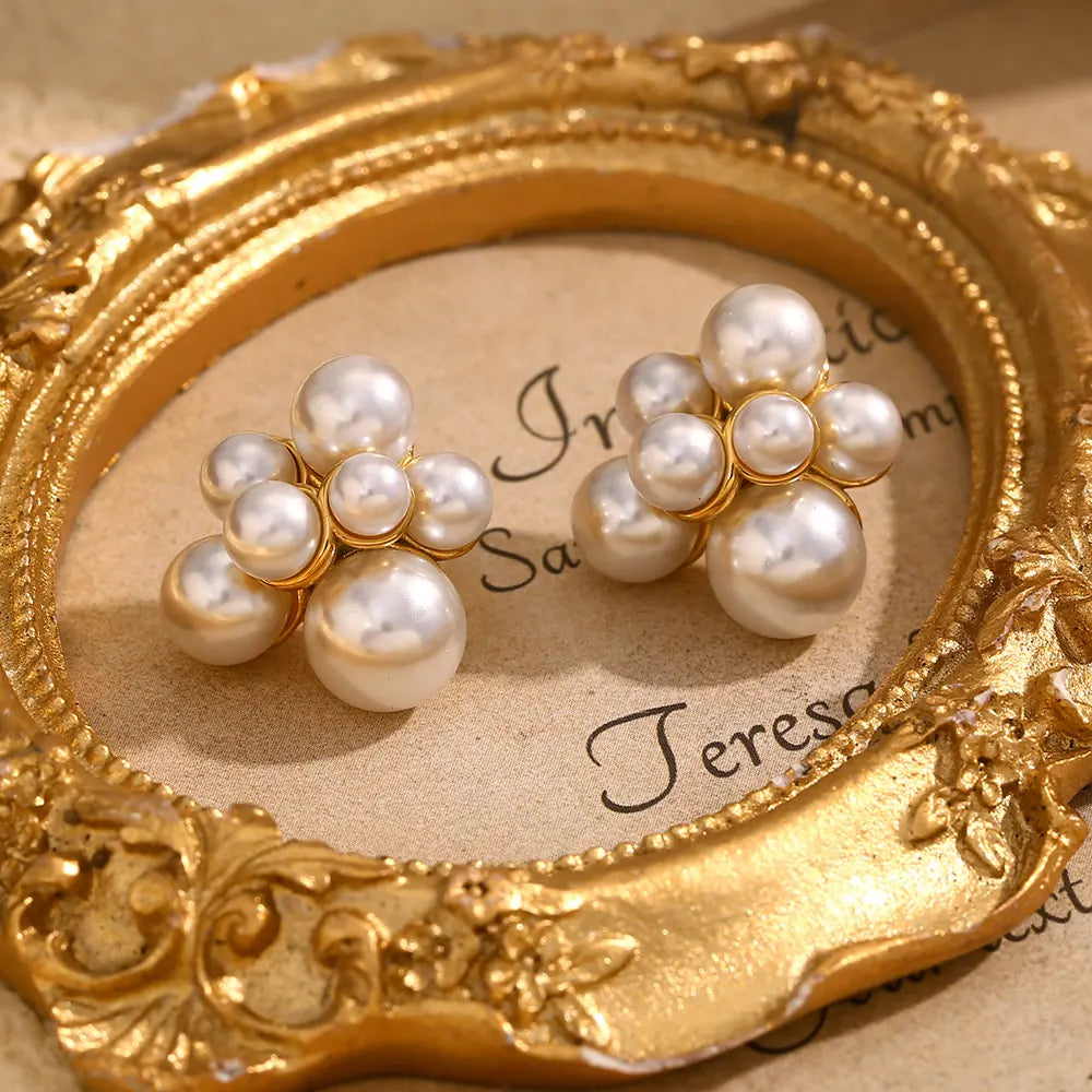 Grape Pearl Cluster Studs