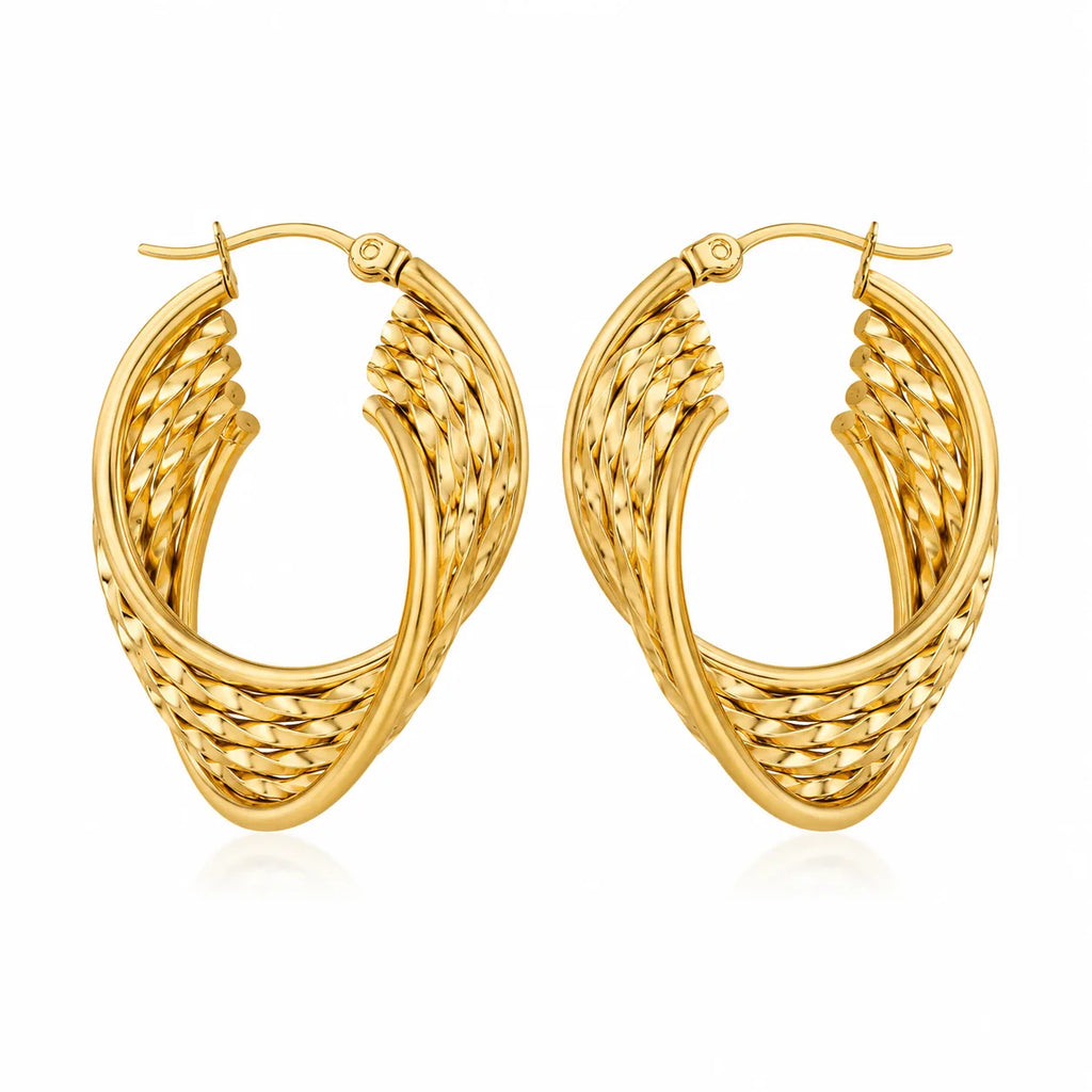 Quilted Gold Hoops