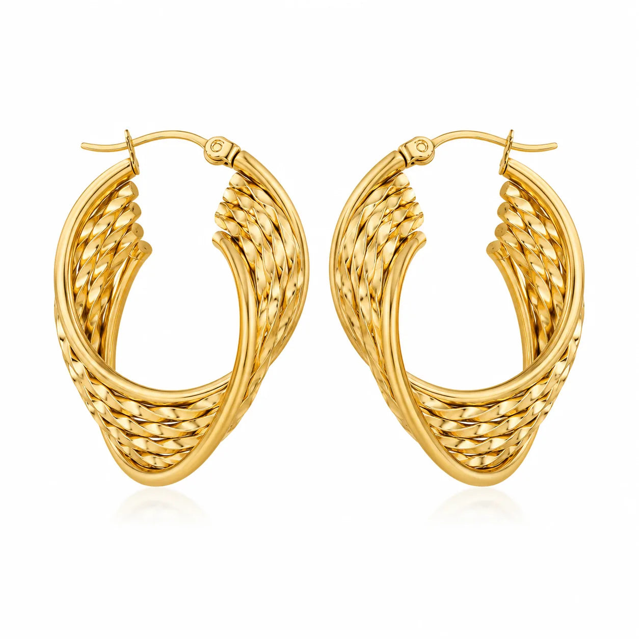 Quilted Gold Hoops