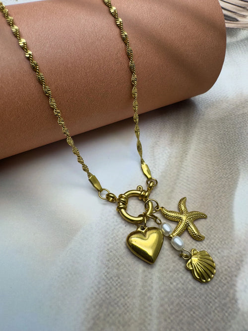 Classic Style Starfish Heart Shape Pendant Necklace - XtraSleek