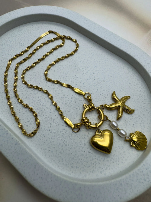 Classic Style Starfish Heart Shape Pendant Necklace - XtraSleek